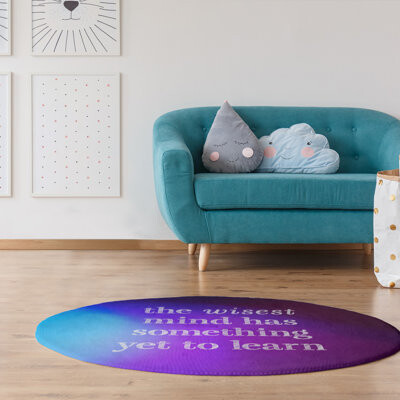 East Urban Home Multicolor Background Learning Inspirational Quote Poly Chenille Rug