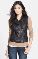Thumbnail for your product : Halogen Crinkled Leather Moto Vest (Regular & Petite)