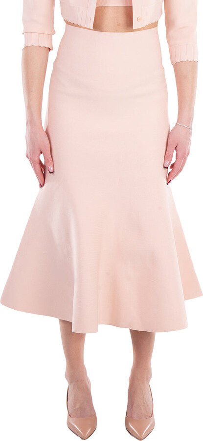 Victoria Beckham Peach Fitted Flared Skirt