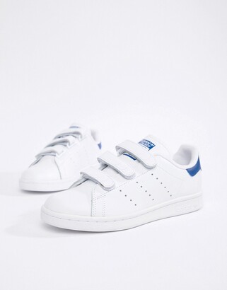 adidas originals stan smith velcro sneakers in white and blue