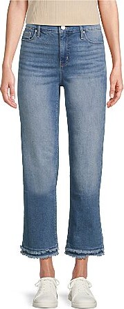 Code Bleu High Rise Straight Double Fray Hem Ankle Jeans