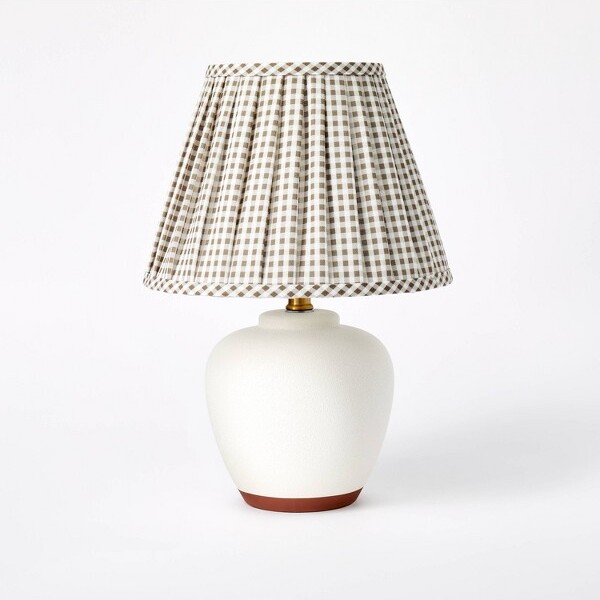Threshold designed w/Studio McGee Ceramic Table Lamp with Gingham Print Pleated Shade Cream/Sage Green (Includes LED Light Bulb) - Threshold™ designed with Studio McGee