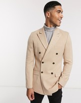 Thumbnail for your product : ASOS DESIGN super skinny double breasted blazer in camel oxford