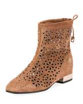 Thumbnail for your product : Roger Vivier Floral-Perforated Suede Flat Booties