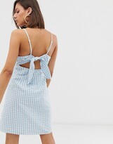 Thumbnail for your product : Noisy May tie back gingham mini dress