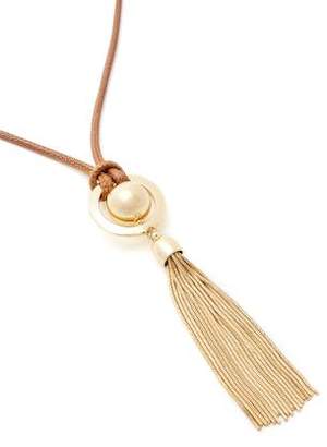 Penningtons Cord Necklace with Circle Pendant and Tassel