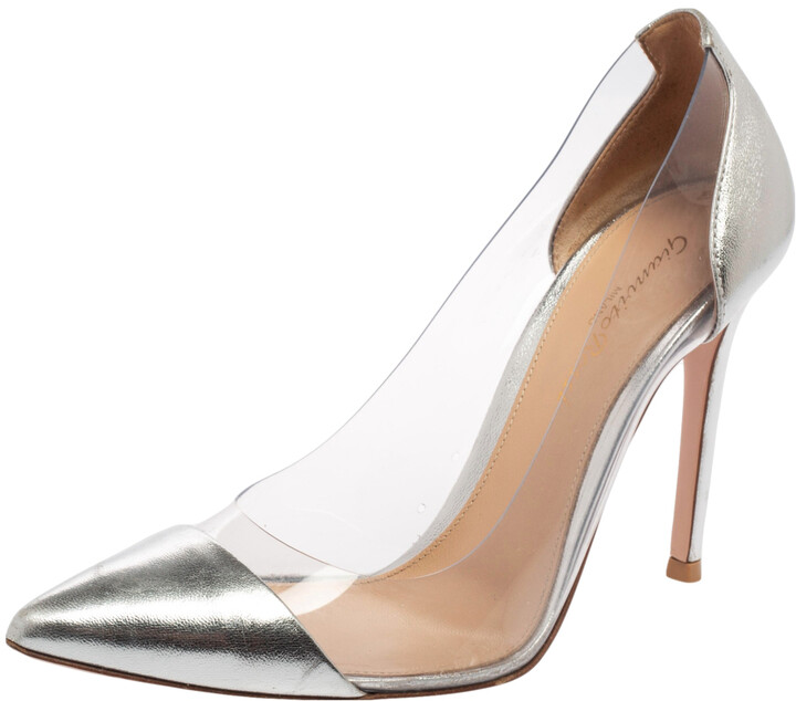 gianvito rossi silver plexi pumps