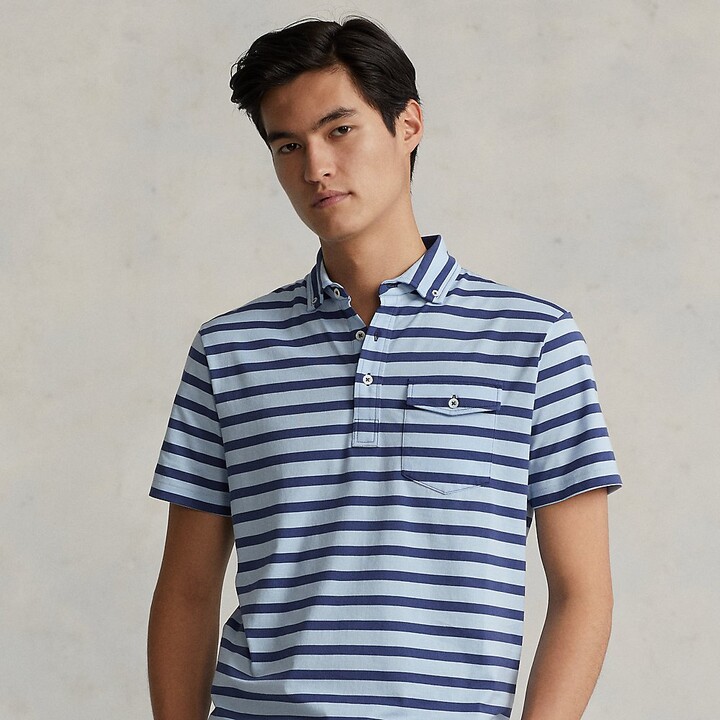 Platoon Mens Regular Fit Striped Short Sleeve Polo Shirt with Pocket 11 Colors