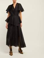 Thumbnail for your product : Anna October - Pleated Organza Wrap Midi Dress - Womens - Black