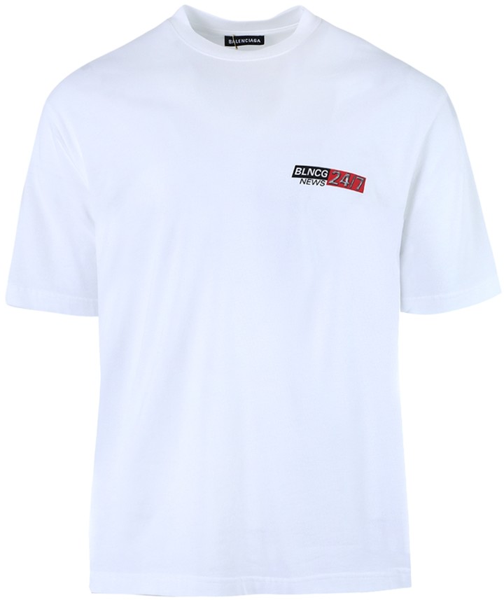 Balenciaga 24 7 News Logo T-shirt White - ShopStyle