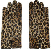 Thumbnail for your product : Raf Simons Black and Brown Leather Leopard Gloves