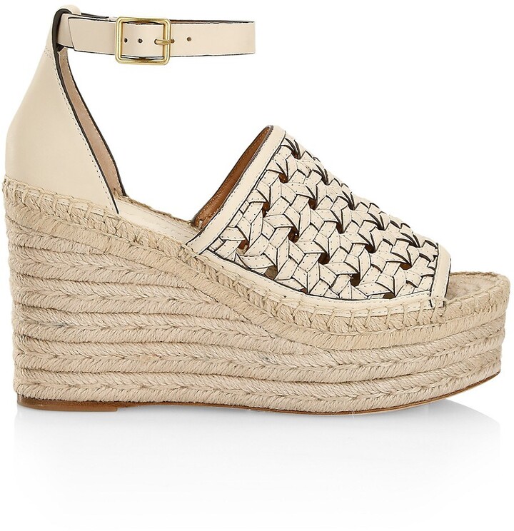 Tory Burch Basket-Weave Leather Espadrille Wedge Sandals - ShopStyle