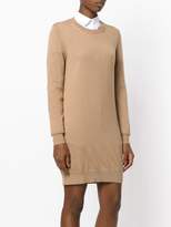 Thumbnail for your product : Burberry Check Elbow Detail Merino Wool Sweater Dress