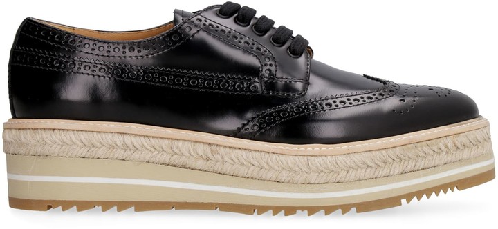 prada wingtip leather platform brogues