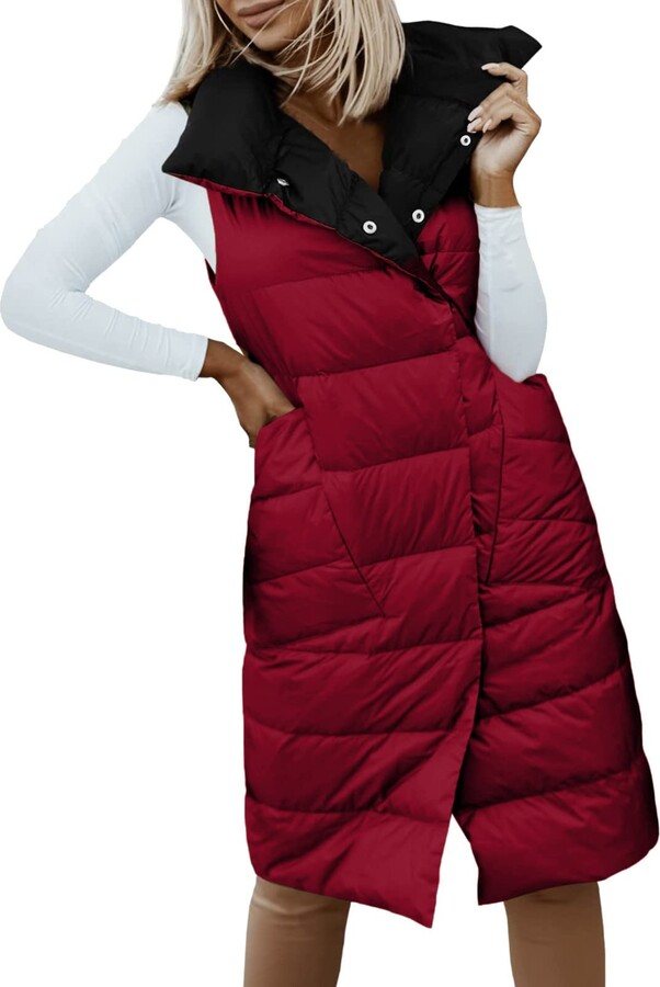 TWIFER Long down vest for women with button placket ShopStyle Jackets