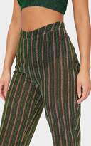 Thumbnail for your product : PrettyLittleThing Silver Glitter Stripe Dip Waist Trousers