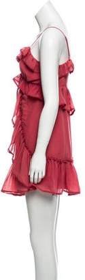 Red Carter Ruffled Crochet-Trimmed Dress w/ Tags
