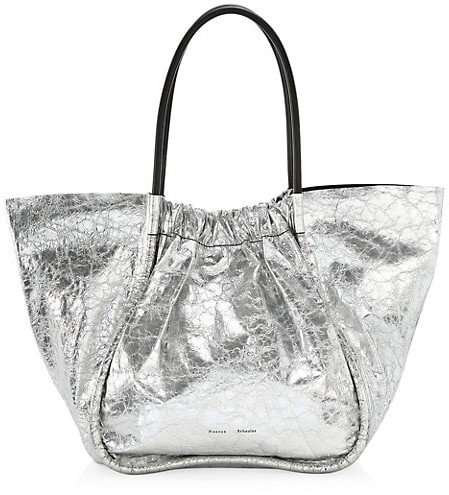 silver metallic tote
