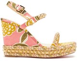 Thumbnail for your product : Christian Louboutin Pyraclou 110 Studded-satin Wedge Sandals - Multi