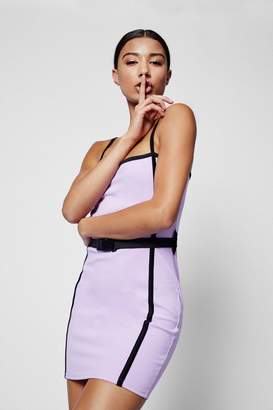 boohoo Belted Square Neck Bodycon Dress