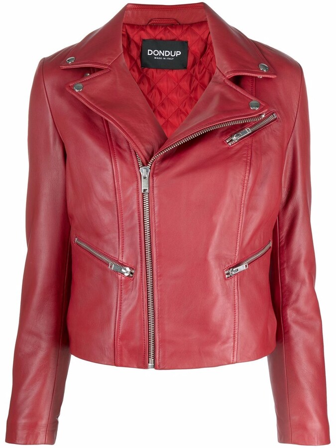 RIDER Ladies Real Leather Jacket Red Soft Napa Biker Motorcycle Style 9823