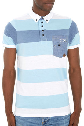Burton Mens Smith & Jones Blue Striped Polo Shirt