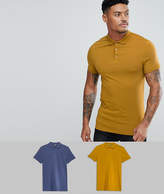 Thumbnail for your product : ASOS Design Muscle Fit Jersey Polo 2 Pack Save