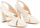 Thumbnail for your product : WtR - Crinkle Gold Leather Slingback Block Heels