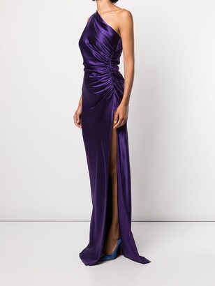 Mason by Michelle Mason One-Shoulder Silk Gown