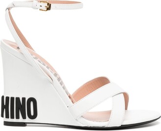 Moschino Logo 90mm Wedge-Heel Sandals