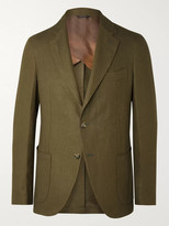 Thumbnail for your product : Loro Piana Army-Green Slim-Fit Unstructured Linen Blazer - Men - Green - IT 48