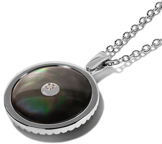 De Beers Jewellers 18kt white gold Enchanted Lotus Mother-of-Pearl Medal diamond necklace