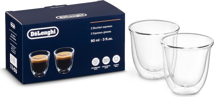 DeLonghi 3oz Espresso Double Wall Thermal Glasses, Set of 2