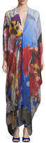 Thumbnail for your product : Roberto Cavalli Plunging Floral-Print Chiffon Caftan Gown