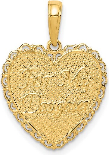 Black Bow Jewelry Co. BlackBowJewelry14kYellowGoldForMyDaughterReversibleHeartPendant17mm