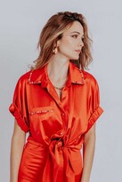 Thumbnail for your product : Akalia Rosie Tie Front Satin Shirt