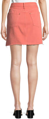 Rag & Bone Moss Denim Mini Skirt with Raw-Edge Hem