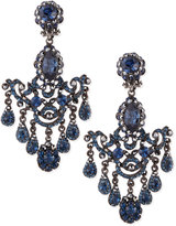 Thumbnail for your product : Jose & Maria Barrera Gunmetal & Blue Crystal Chandelier Clip-On Earrings