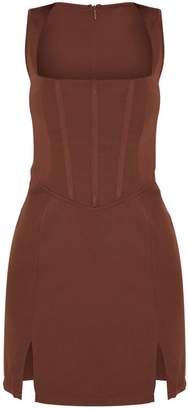 PrettyLittleThing Chocolate Brown Sleeveless Corset Detail Bodycon Dress