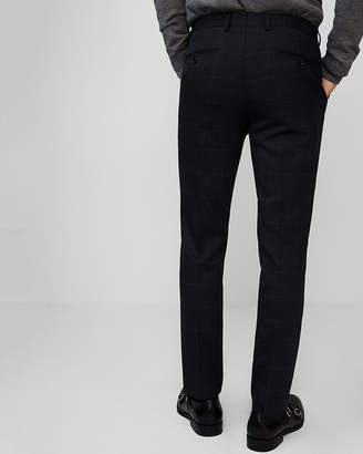 Express Slim Navy Wool Blend Windowpane Plaid Suit Pant