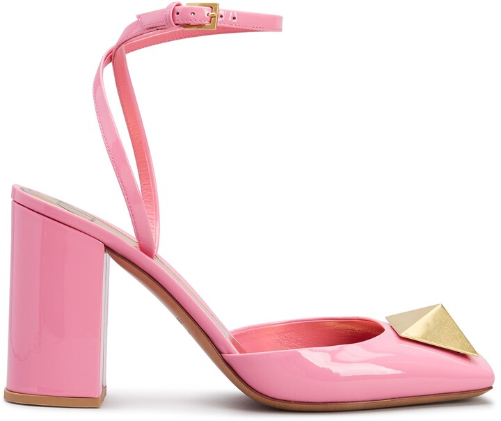 Arc-en-Ciel007 Womens Shoes Studded Stiletto Heel T-Strap Pointed Toe Sandals-PinkSuede-Us16