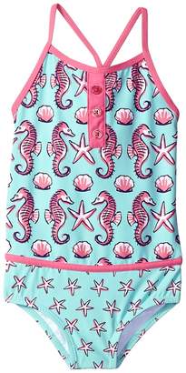 Hatley Dancing Seahorses One-Piece Color Block Swimsuit Girl's Swimsuits One Piece