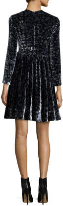 Rebecca Taylor Liane Floral Velvet Dress, Navy Combo