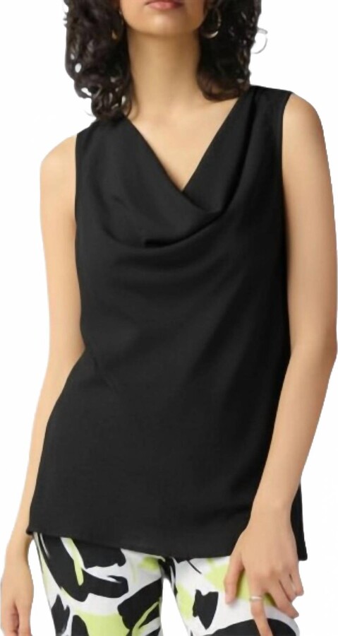 Joseph Ribkoff Gauze Sleeveless Cowl Neck Top In Black
