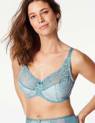 Marks and Spencer Floral Jacquard Lace Non-Padded Full Cup Bra DD-H
