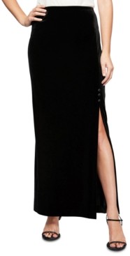 long black velvet skirt outfit