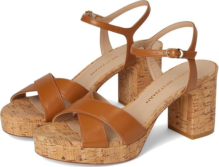 Stuart Weitzman Dayna Platform 80 Women's Wedge Shoes Cream : 11 M, Leather