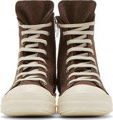 Thumbnail for your product : Rick Owens Brown Denim High Top Geo Sneakers