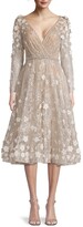 Thumbnail for your product : Mac Duggal Beaded Deep-V Neck Lace Dress