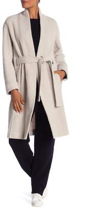 Vince Stand Collar Belted Wool Blend Coat